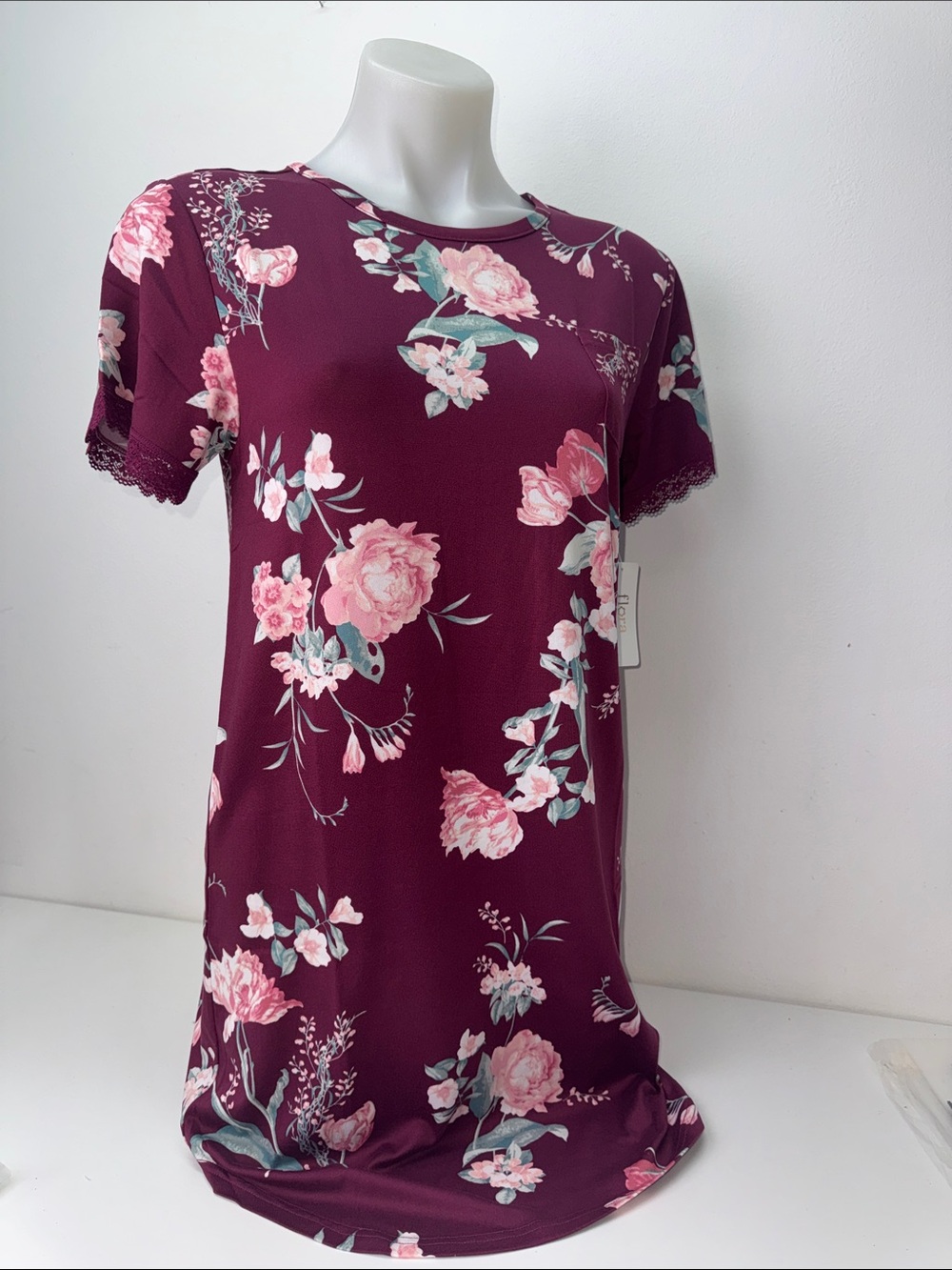 Flora Nikrooz Burgundy Floral Short Sleeve Nightdress
